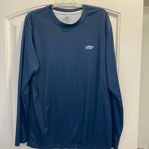 Aftco fishing shirt dri fit navy blue long sleeve